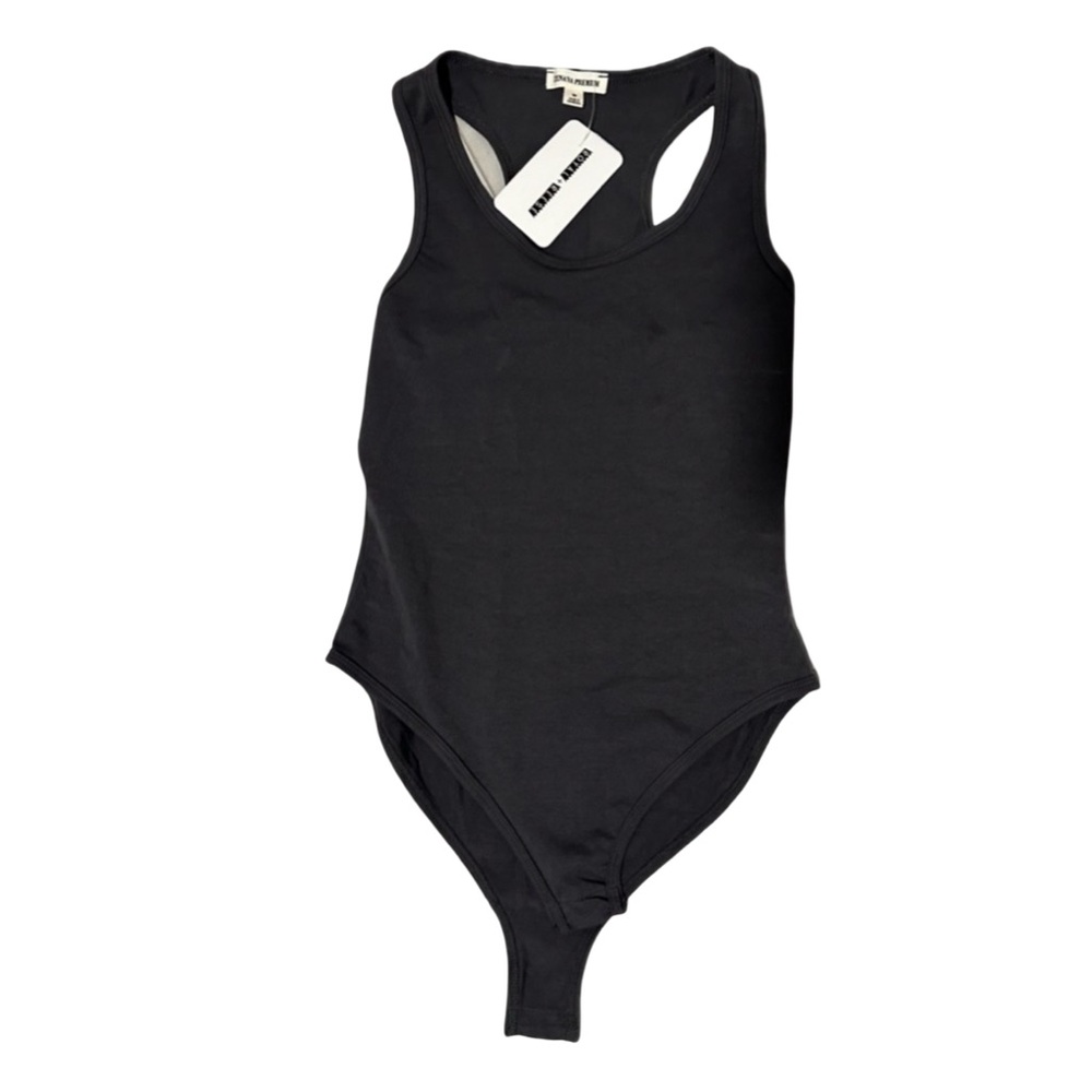 Royal + Reese × Zenana Premium Gray Racer‑Back Bodysuit, Size M